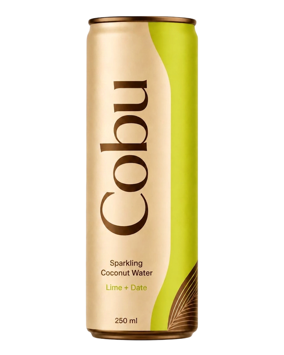 Cobu sparkling coconut water can - Lime + Date 250ml